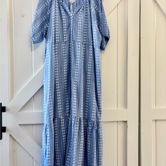 Citrus Called to Surf Isa Jacquard Blue White Maxi Dress Coastal Vacation XXXL - Picture 3 of 11